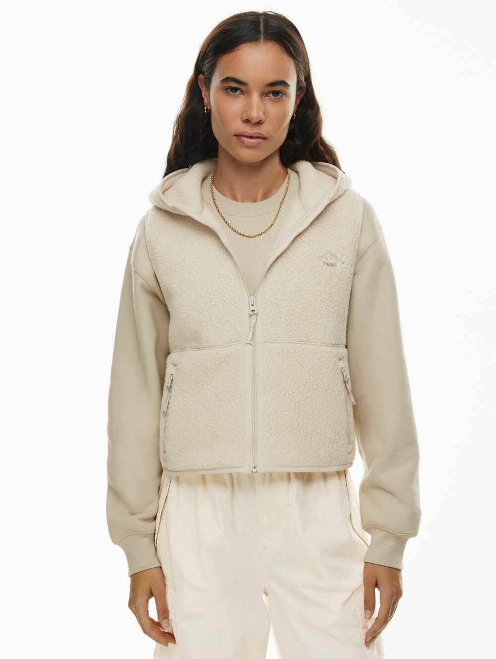 Aritzia Sunday Best Cream Sherpa Fleece Vest